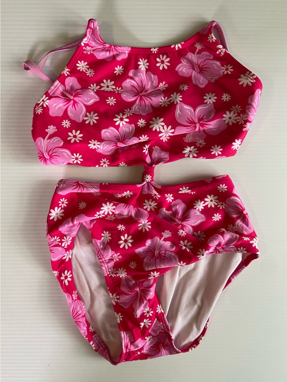 art class Hot Pink Floral Girls' Swimsuit